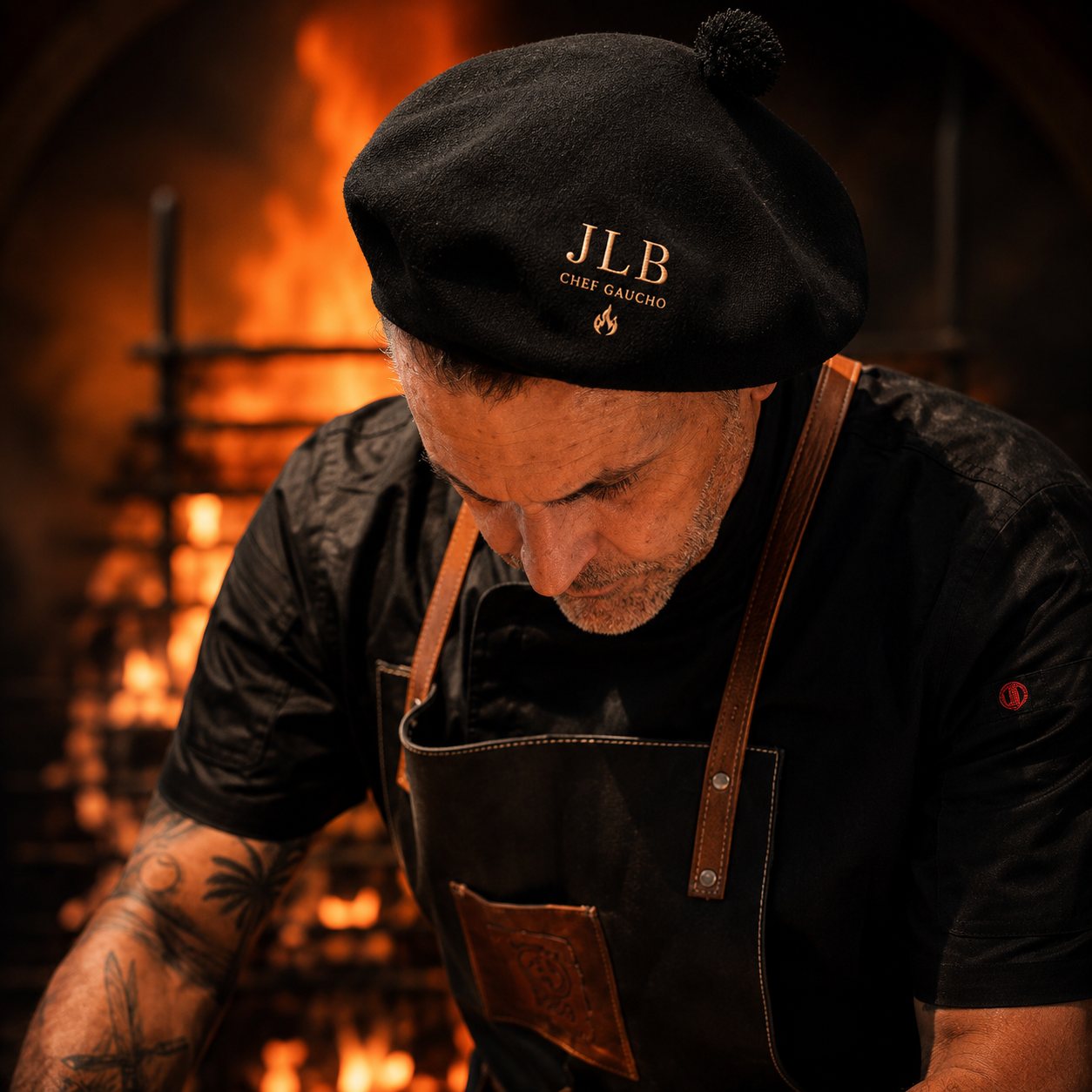 José Luis Bolchini, JLB Chef Gaucho, cooking in front of the open fire